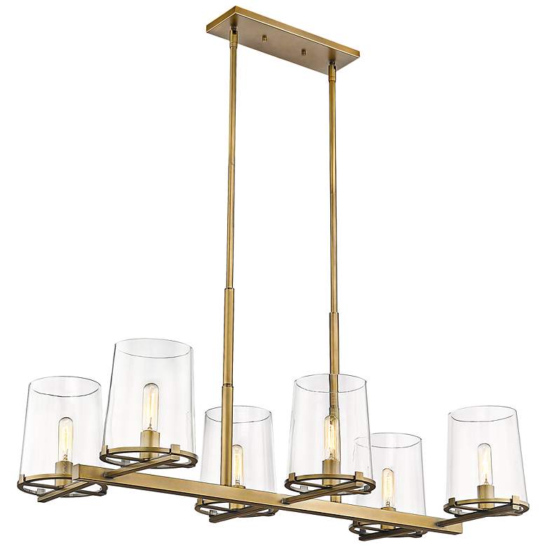 Image 3 Callista 43 1/2" Wide Rubbed Brass 6-Light Pendant