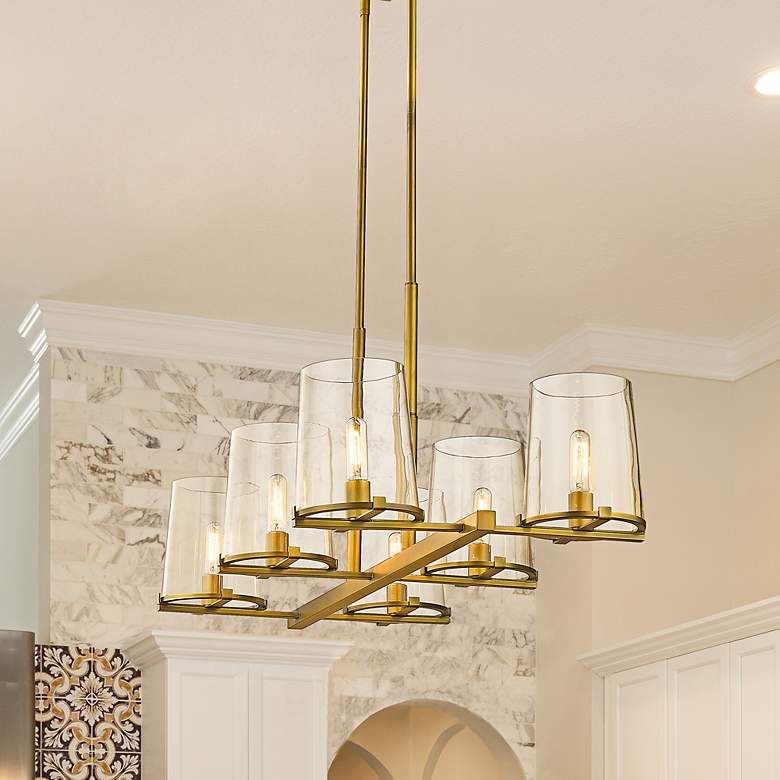 Image 2 Callista 43 1/2" Wide Rubbed Brass 6-Light Pendant