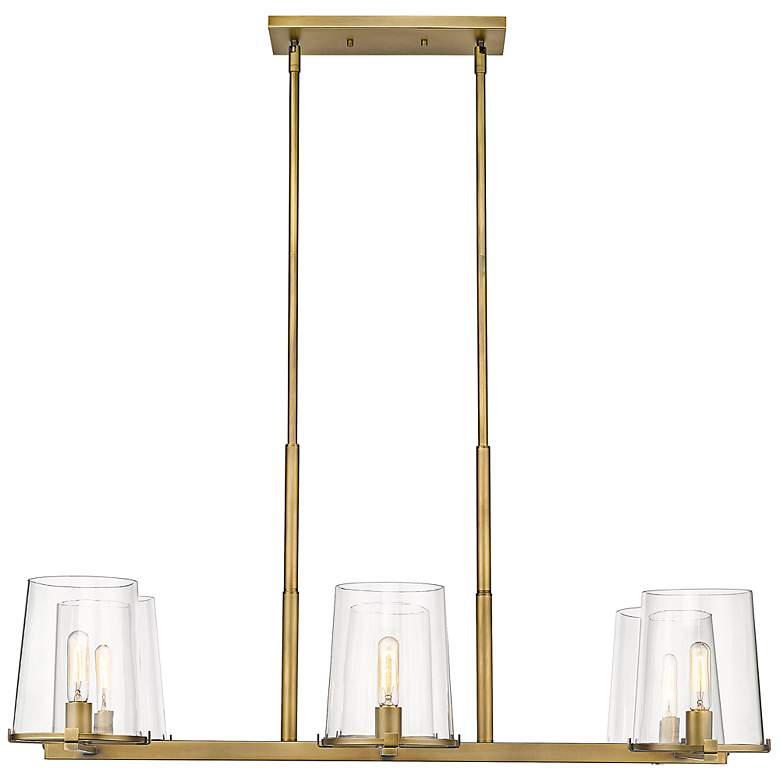 Image 7 Callista 43 1/2" Wide Rubbed Brass 6-Light Pendant more views