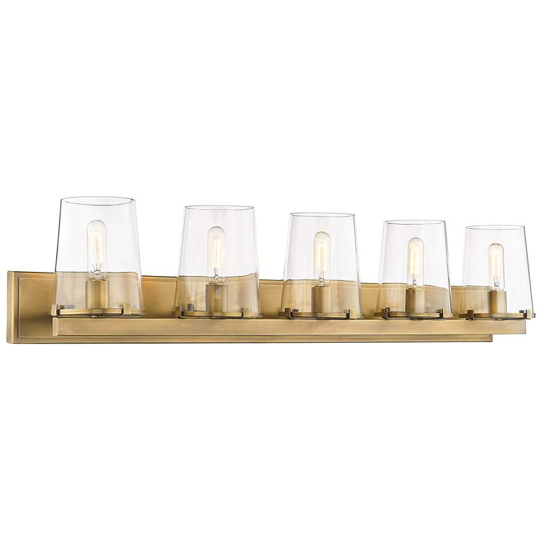 Image 1 Callista 47" Wide Rubbed Brass 5-Light Bath Light