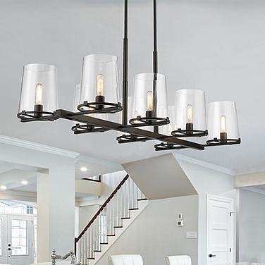 Callista 56" Wide Matte Black 8-Light Linear Chandelier