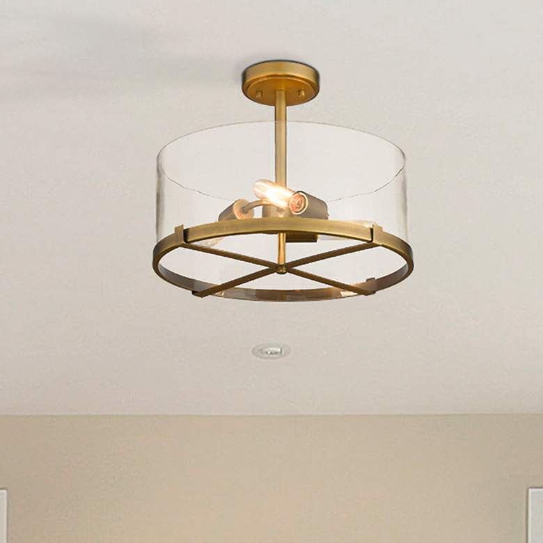 Image 1 Callista by Z-Lite Rubbed Brass 3 Light Semi Flush Mount
