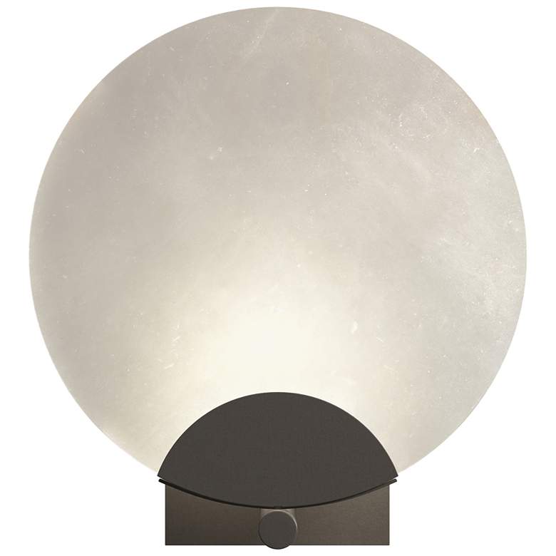 Image 1 Callisto 11.4" High Dark Smoke Sconce With Alabaster Shade