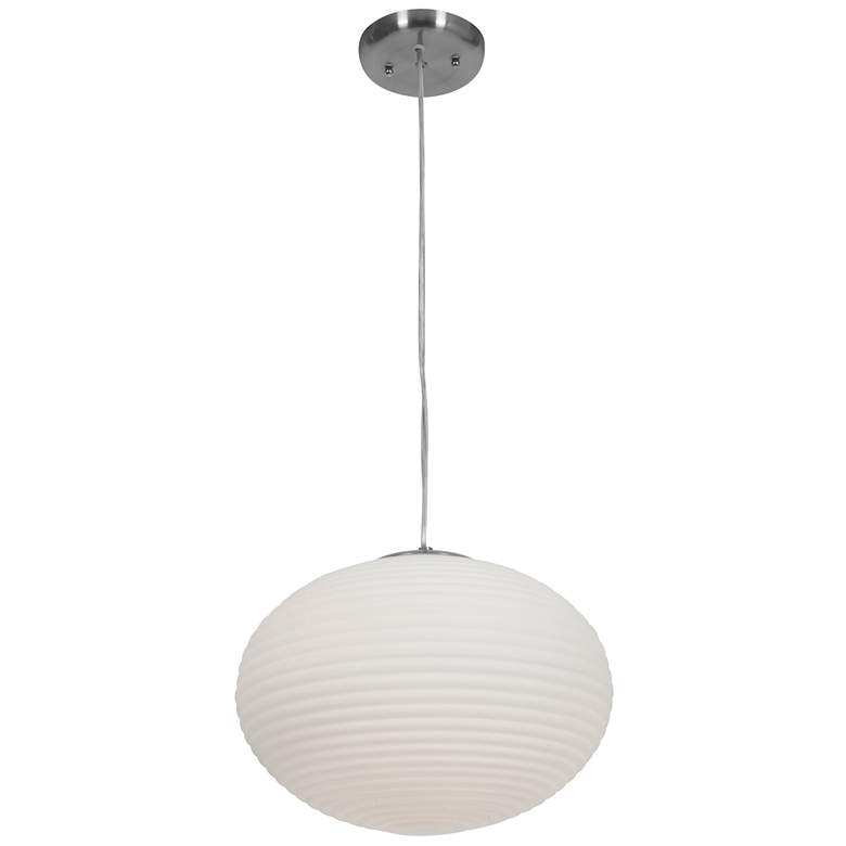 Image 1 Callisto 15" Glass Pendant - Brushed Steel - Opal