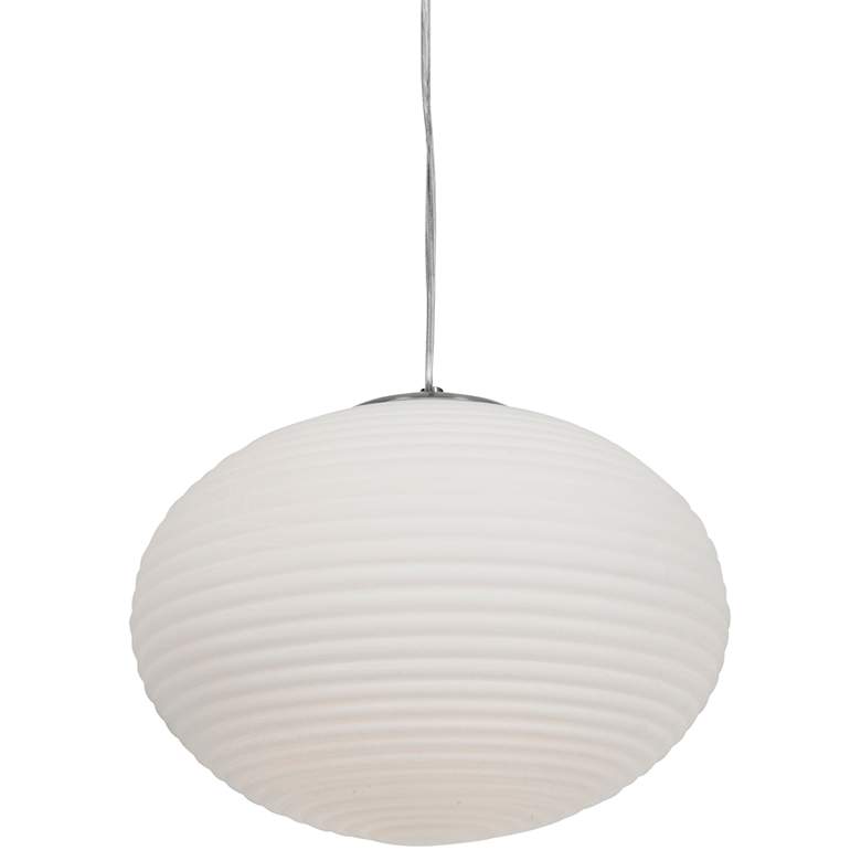Image 1 Callisto 15" Wide 2-Light Brushed Steel Pendant w/ Opal Glass Shade