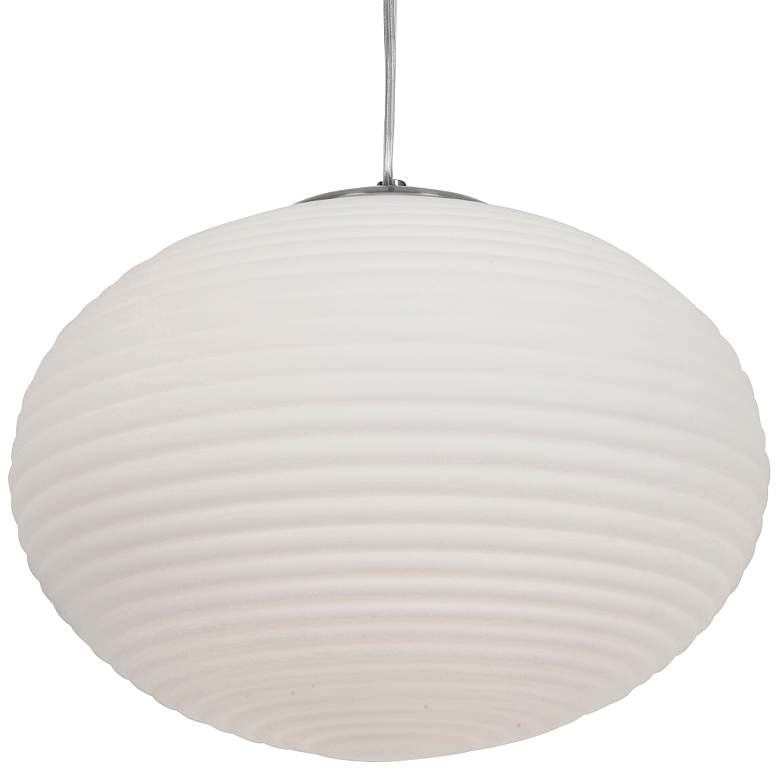 Image 2 Callisto 15" Wide 2-Light Brushed Steel Pendant w/ Opal Glass Shade more views