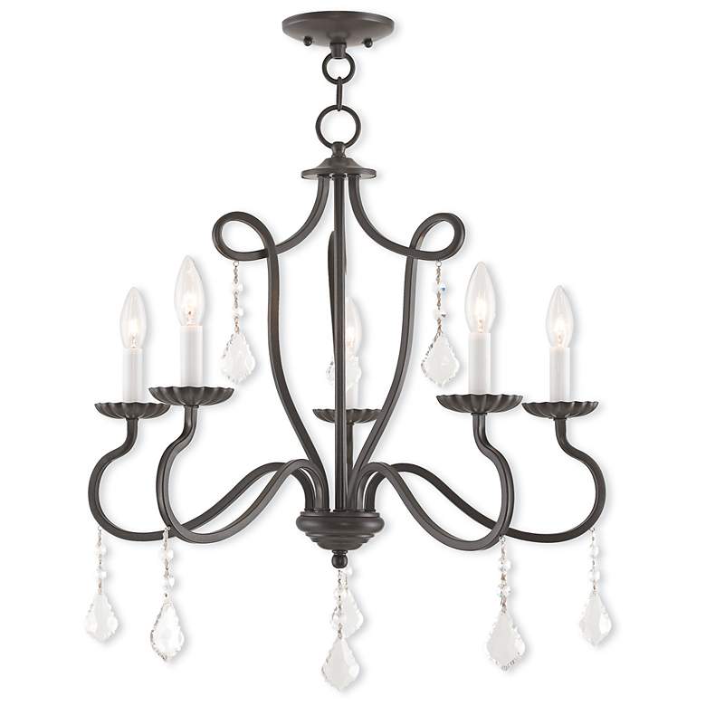 Image 2 Callisto 24" Wide English Bronze 5-Light Chandelier