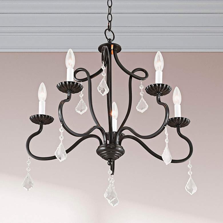 Image 1 Callisto 24" Wide English Bronze 5-Light Chandelier