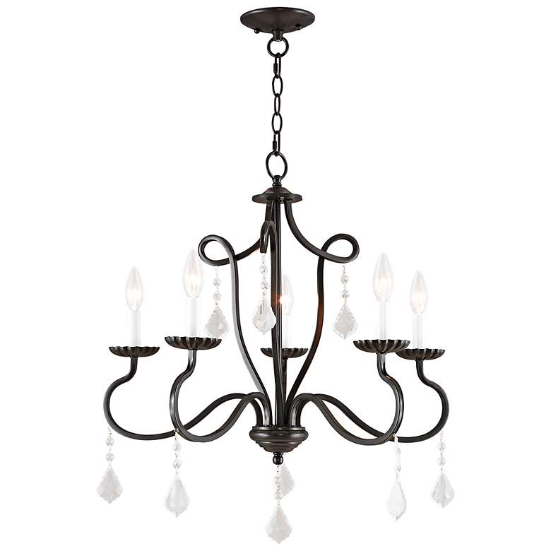 Image 3 Callisto 24" Wide English Bronze 5-Light Chandelier more views