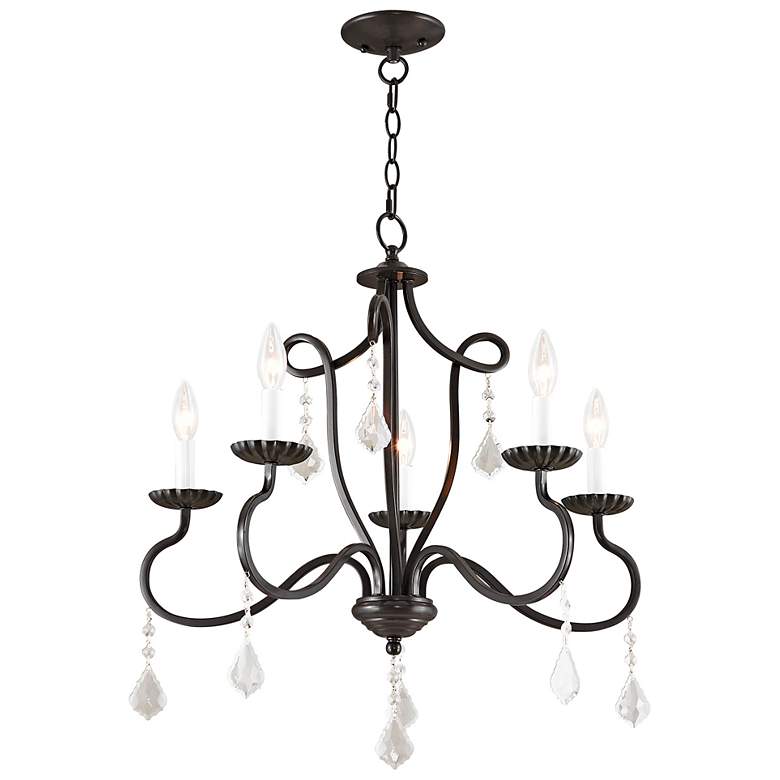 Image 5 Callisto 24" Wide English Bronze 5-Light Chandelier more views