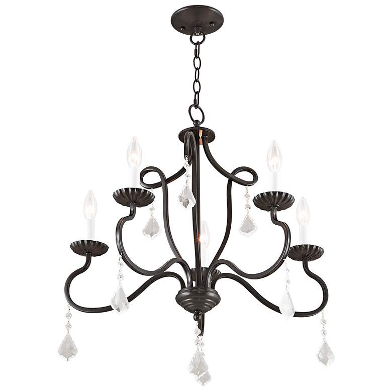 Image 6 Callisto 24" Wide English Bronze 5-Light Chandelier more views