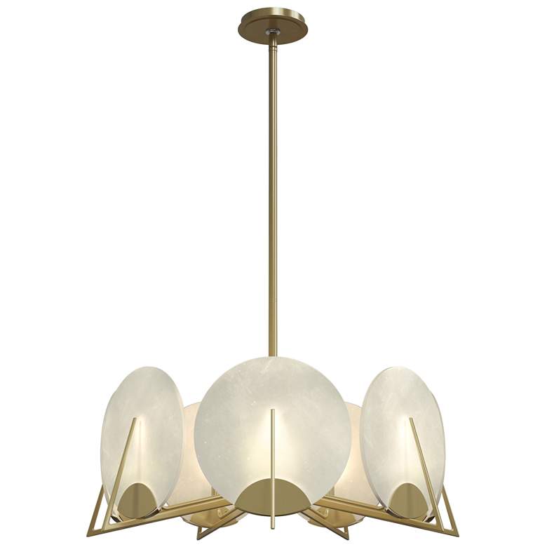 Image 1 Callisto 28.1" Wide 7-Light Modern Brass Pendant With Alabaster Shade