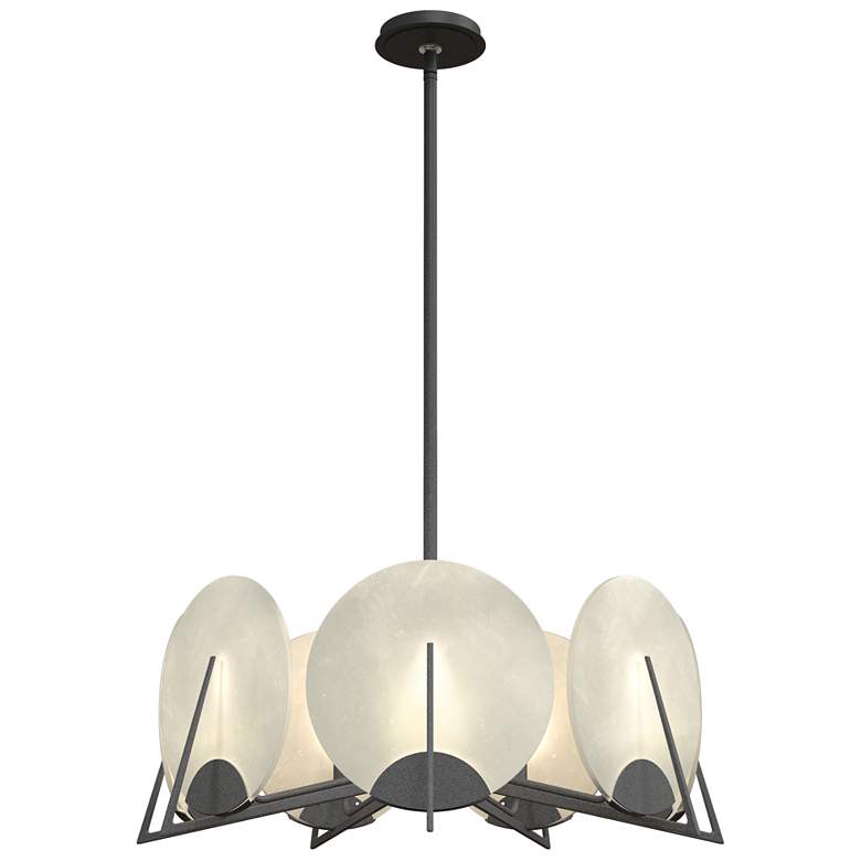 Image 1 Callisto 28.1" Wide 7-Light Natural Iron Pendant With Alabaster Shade