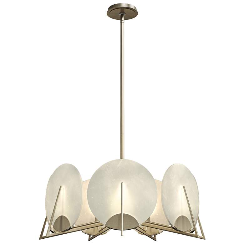 Image 1 Callisto 28.1" Wide 7-Light Soft Gold Pendant With Alabaster Shade