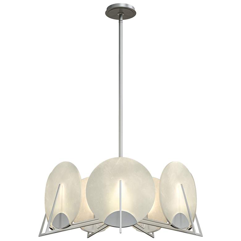 Image 1 Callisto 28.1" Wide 7-Light Vintage Platinum Pendant With Alabaster Sh