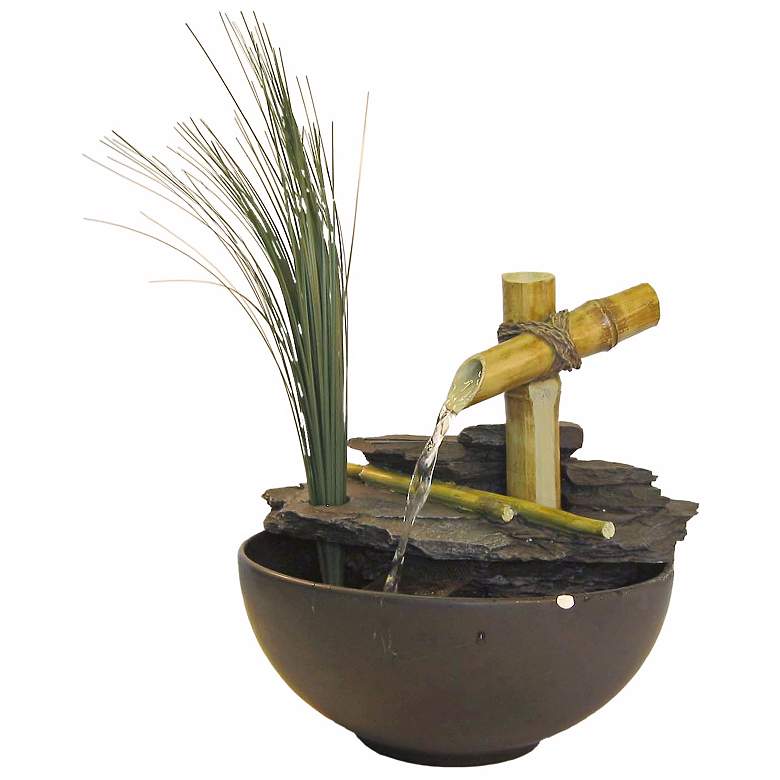 Image 1 Calming Bamboo and Grass Tabletop Fountain
