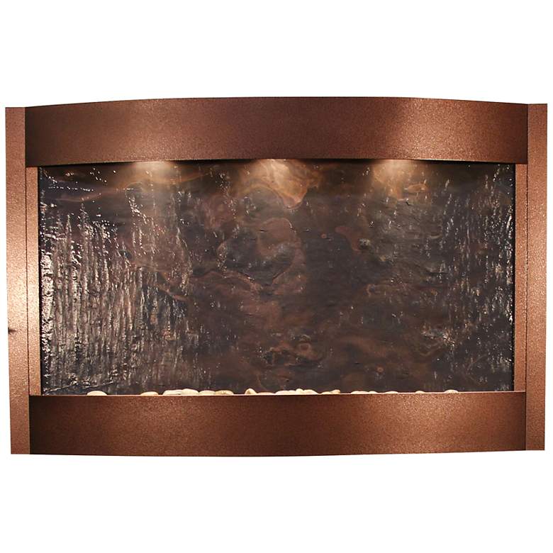 Image 1 Calming Waters 35" High Copper Vein Modern LED Wall Fountain