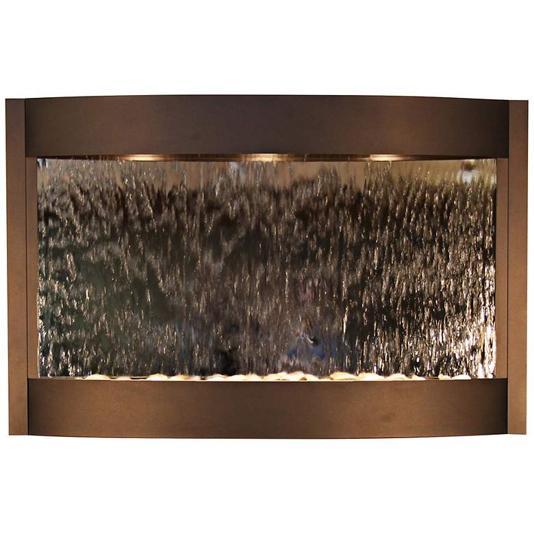 Image 1 Calming Waters 35 inchH Mirrored Antique Bronze Wall Fountain