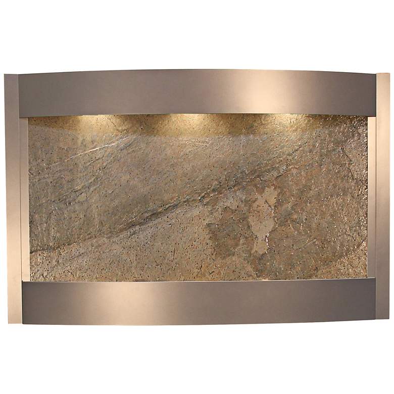 Image 1 Calming Waters 53 1/2" Green Stone & Silver Wall Fountain