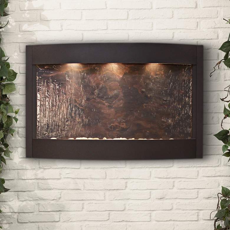 Image 1 Calming Waters 53 1/2" Wide Modern Stone LED Wall Fountain