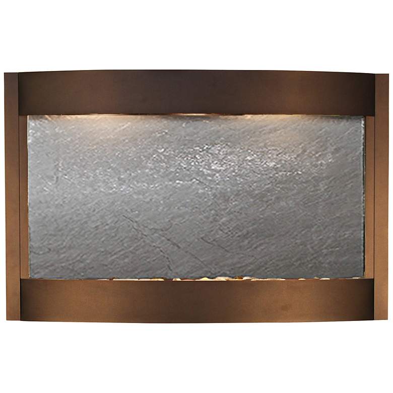 Image 1 Calming Waters Black Stone Antique Bronze 35"H LED Wall Fountain