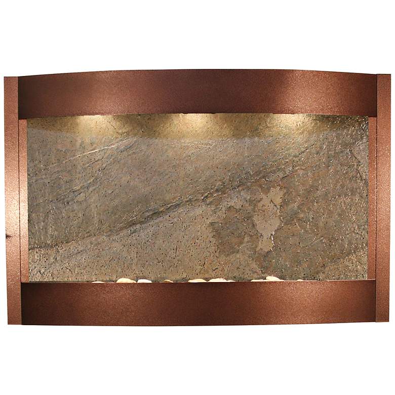 Image 2 Calming Waters Green Stone Copper Vein 35"H Wall LED Fountain