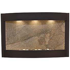 Image1 of Calming Waters Green Stone Textured Black 35"H Wall Fountain