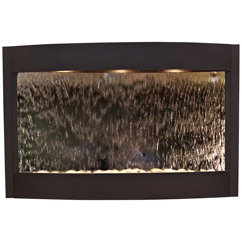 Image 1 Calming Waters Mirrored Textured Black 35"H LED Wall Fountain