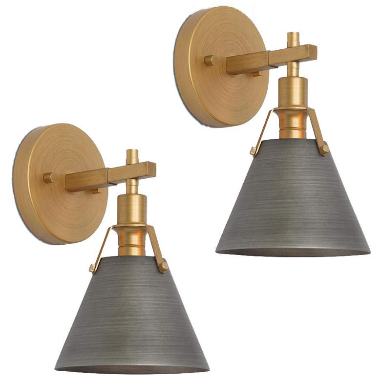 Image 1 Calne 1-Light 7.4" Wide Gray Bath Light Set of 2