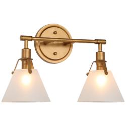Calne 2-Light 16&quot; Wide Gold Bath Light with Glass Shade