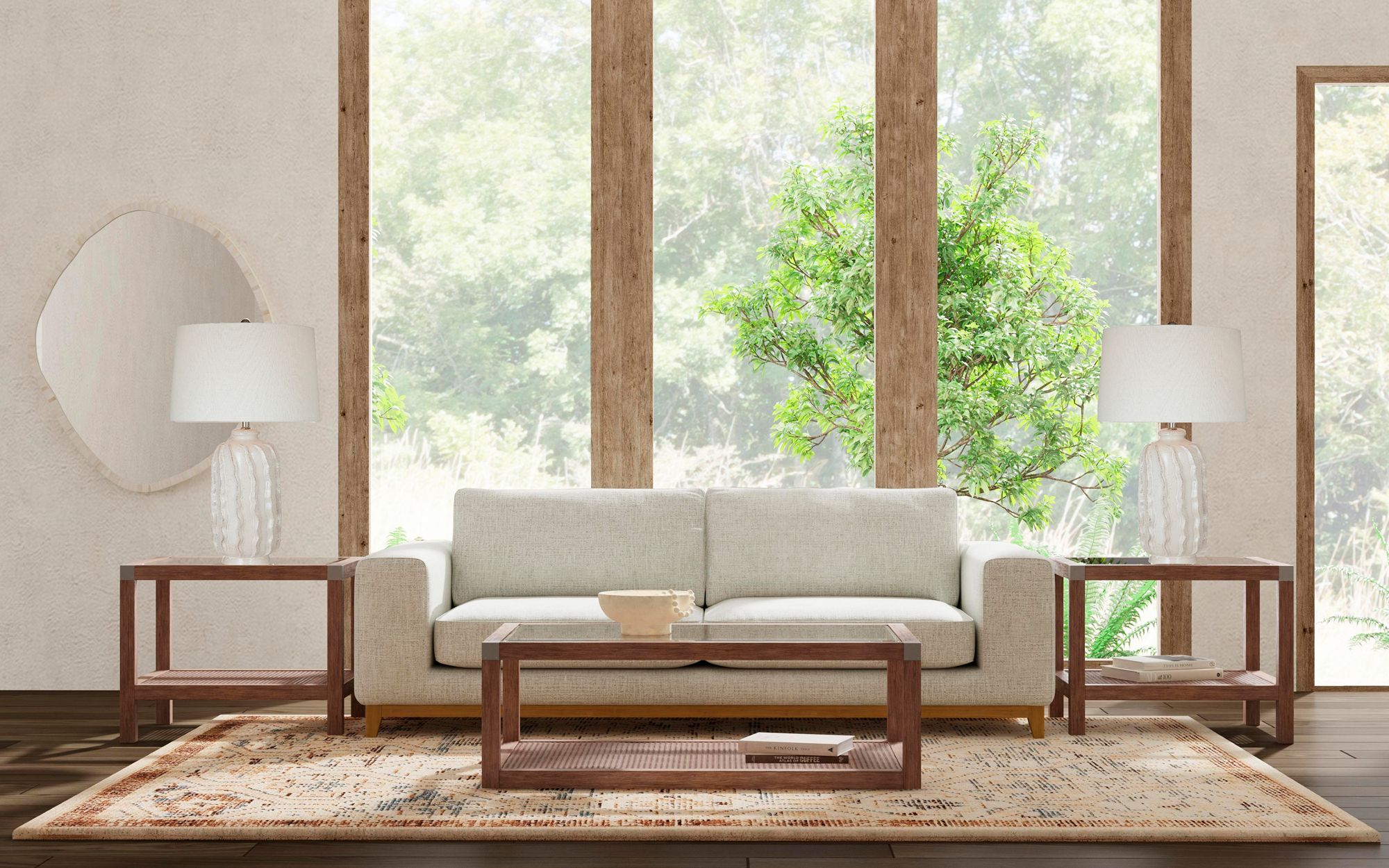 Image 4 Calum 50" Wide Brown And Clear Cocktail Table more views