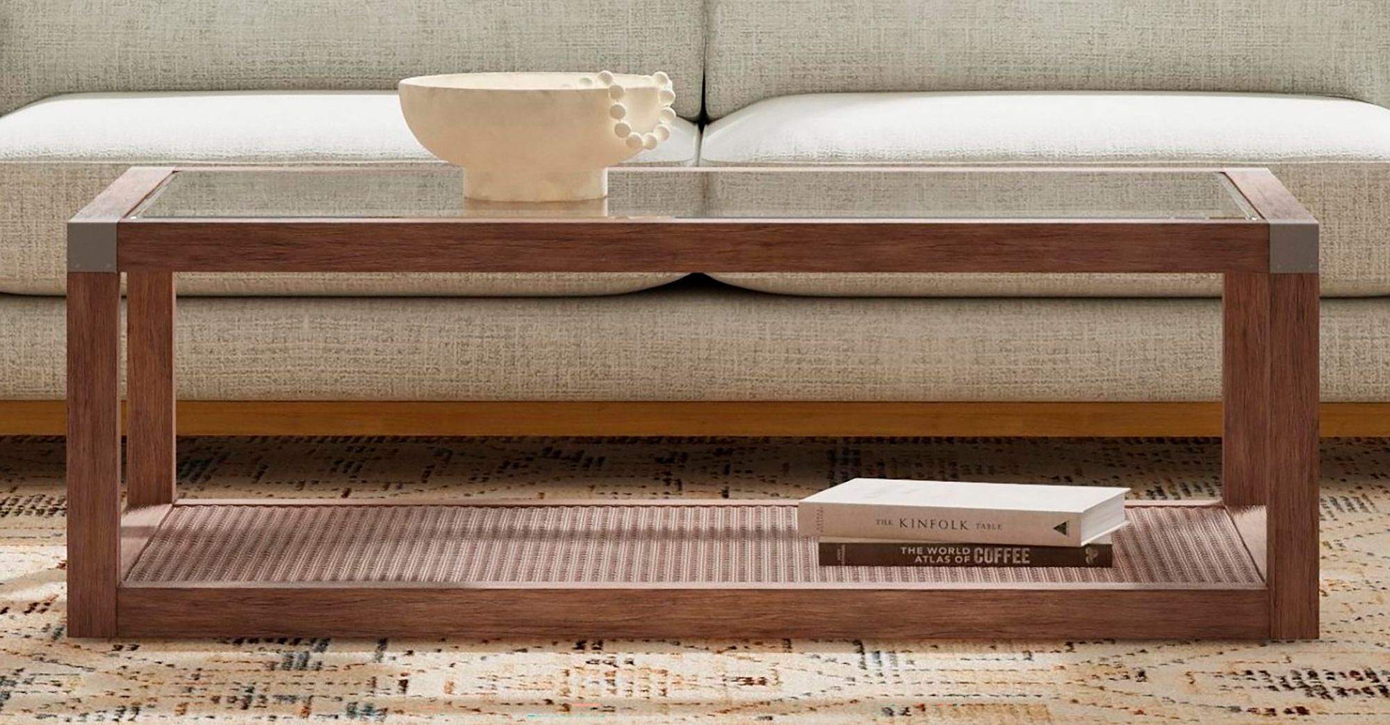 Image 5 Calum 50" Wide Brown And Clear Cocktail Table more views