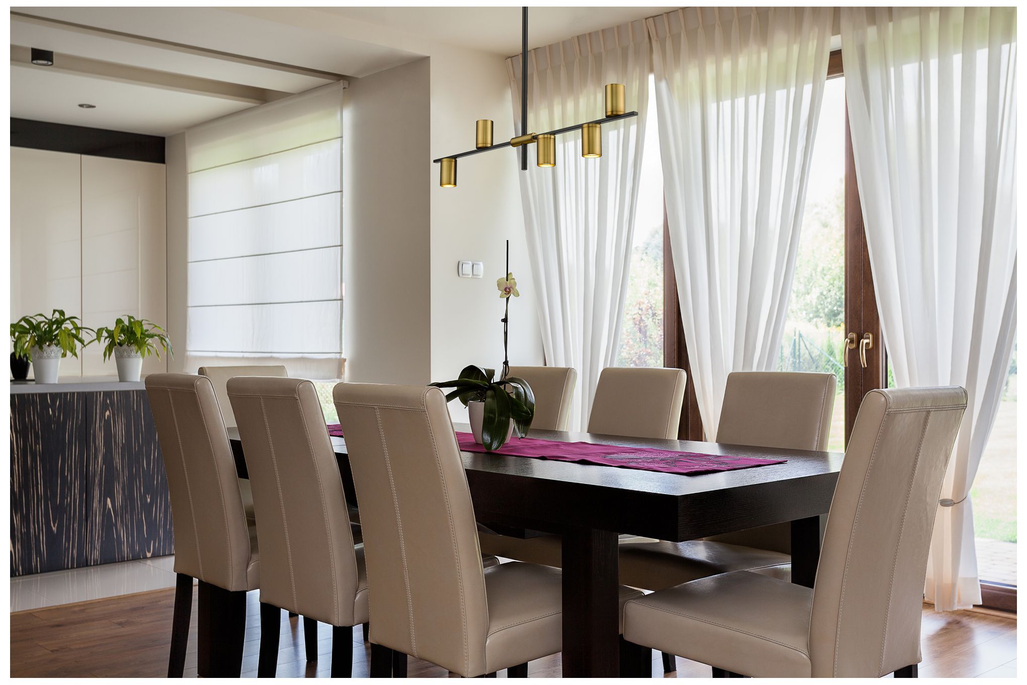 Image 2 Calumet 38" Wide Matte Black 5-Light Linear Pendant more views