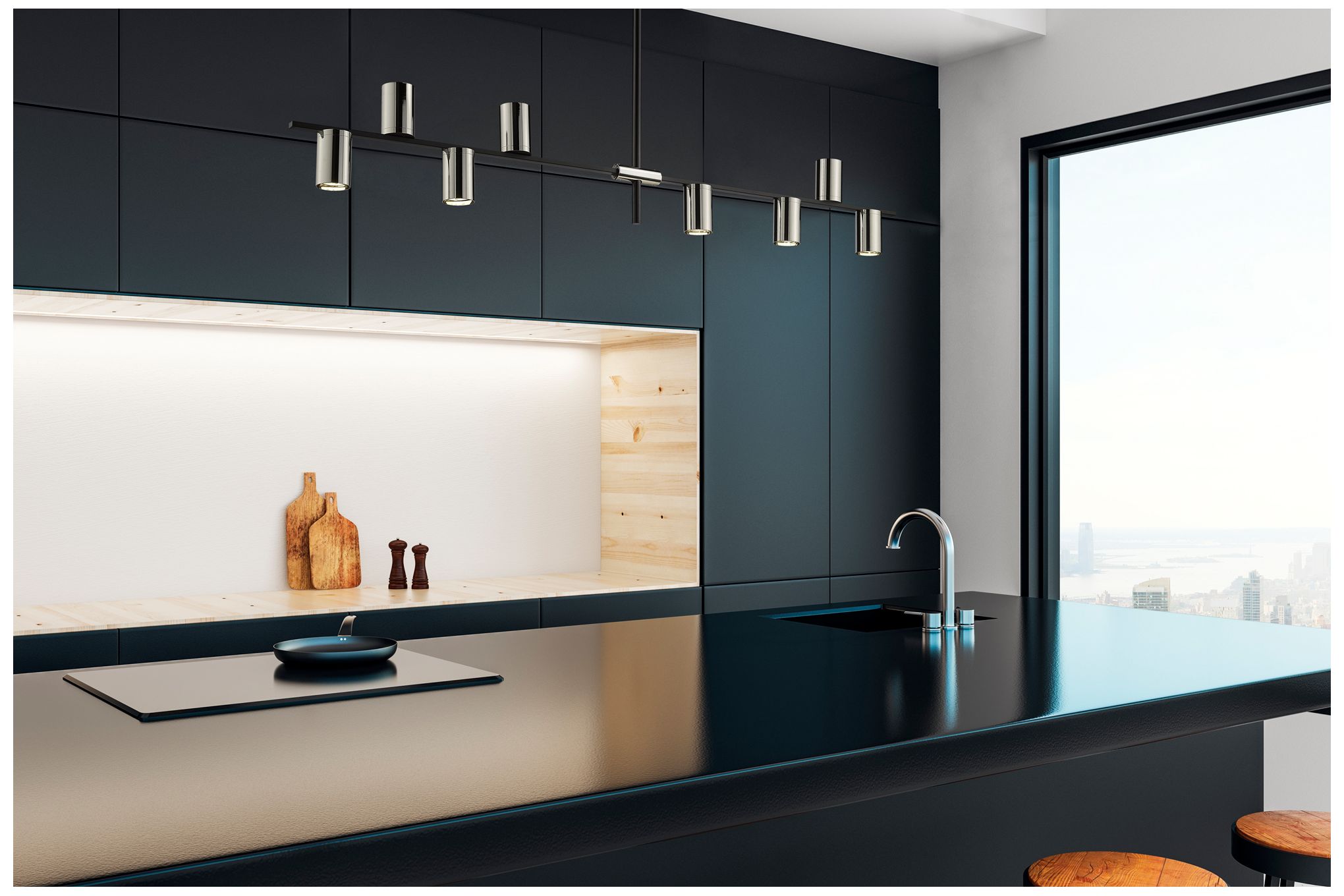 Image 7 Calumet 56" Wide Matte Black 8-Light Linear Chandelier more views