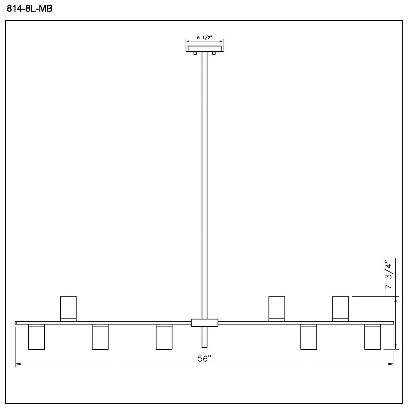 Calumet 56" Wide Matte Black 8-Light Linear Chandelier