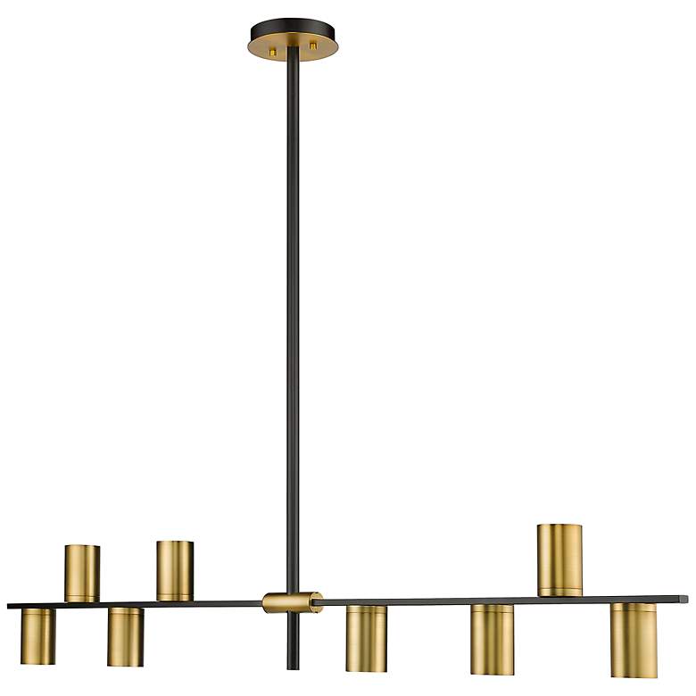 Image 3 Calumet 56" Wide Matte Black Brass 8-Light Linear Pendant