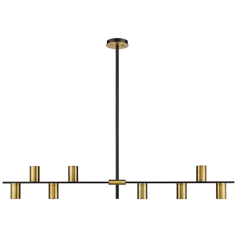Image 5 Calumet 56" Wide Matte Black Brass 8-Light Linear Pendant more views