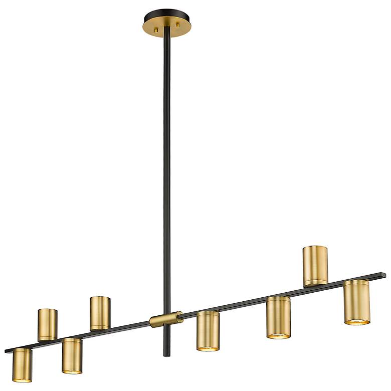 Image 6 Calumet 56" Wide Matte Black Brass 8-Light Linear Pendant more views