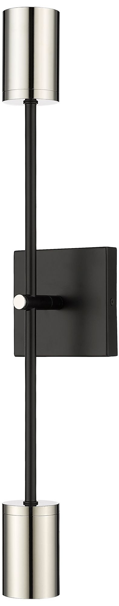 Image 2 Calumet by Z-Lite Mate Black + Polished Nickel 4.5 inch 2 Light Wall Sconce