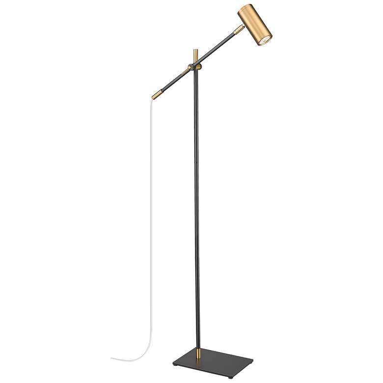 Image 1 Calumet by Z-Lite Matte Black + Olde Brass 1 Light Floor Lamp