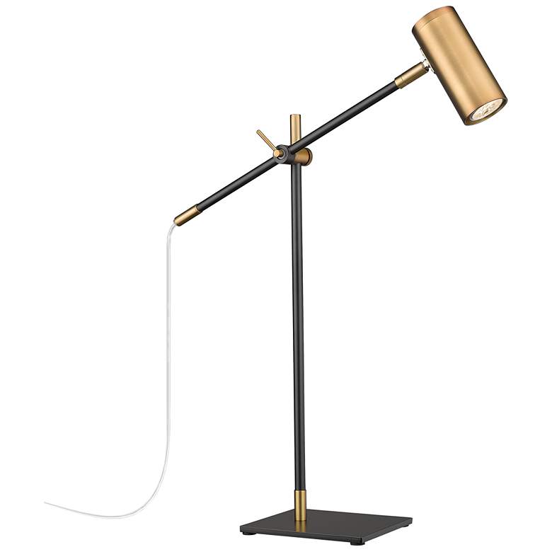 Image 1 Calumet by Z-Lite Matte Black + Olde Brass 1 Light Table Lamp