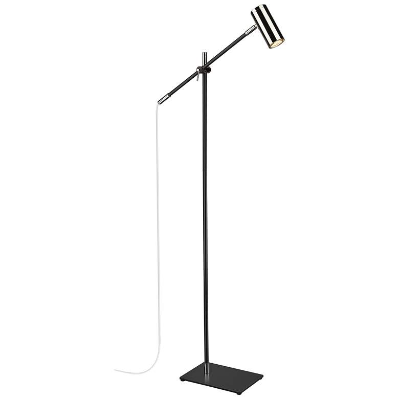 Image 1 Calumet by Z-Lite Matte Black + Polished Nickel 1 Light Floor Lamp