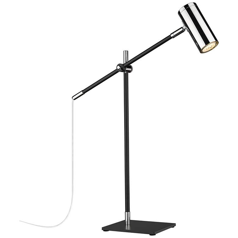 Image 1 Calumet by Z-Lite Matte Black + Polished Nickel 1 Light Table Lamp