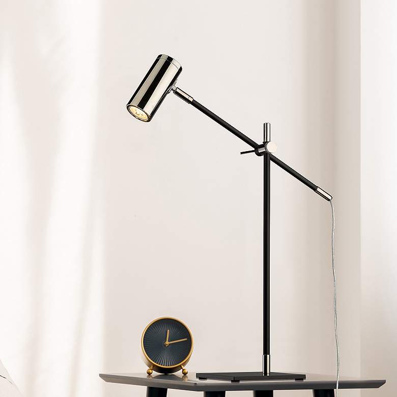 Image 1 Calumet by Z-Lite Matte Black + Polished Nickel 1 Light Table Lamp