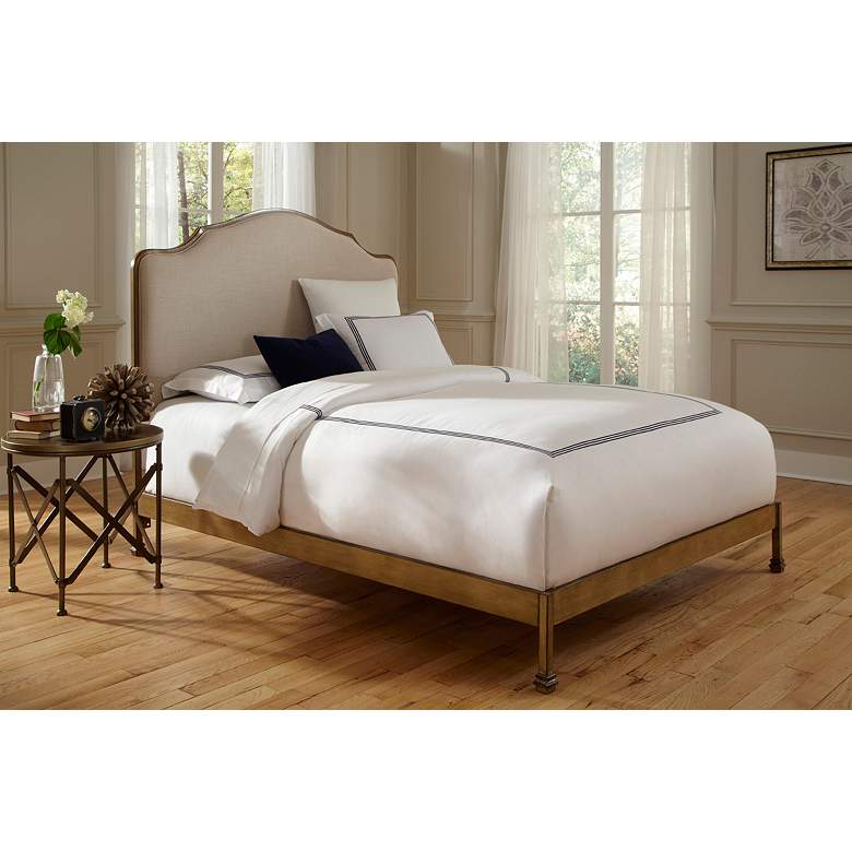 Image 1 Calvados Sand and Natural Oak Metal Queen Bed