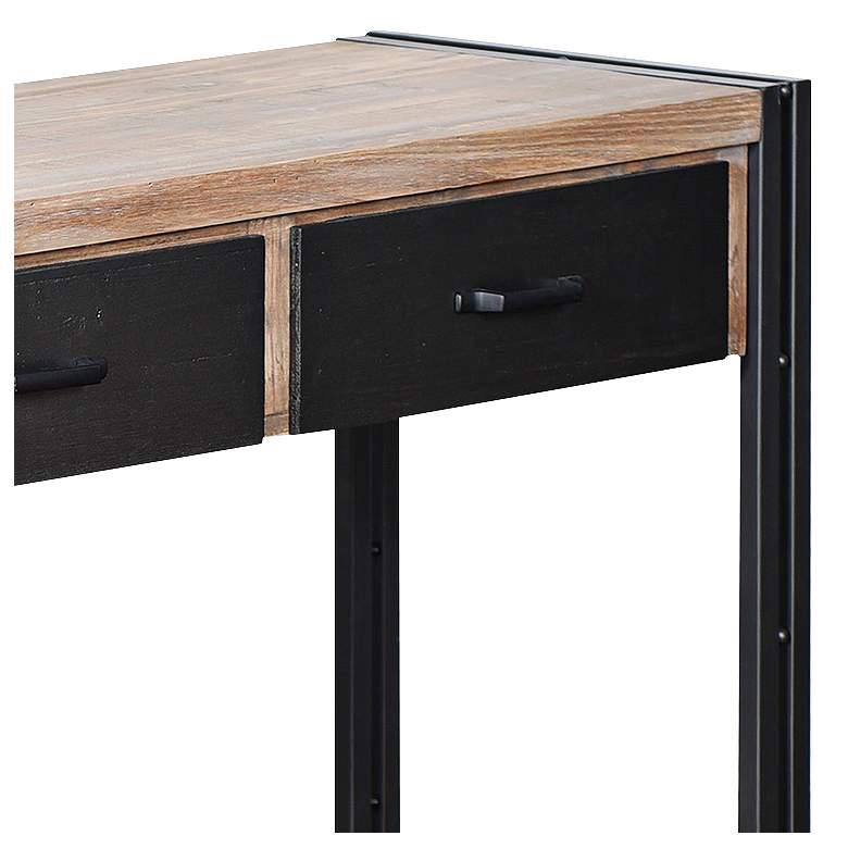 Image 2 Calvin 55 inch Wide Gray and Natural 3-Drawer Console Table more views