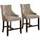 Calvin Beige Tufted 25" Counter Armchair Set of 2