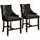 Calvin Charcoal Fabric Tufted 25" Counter Armchair Set of 2
