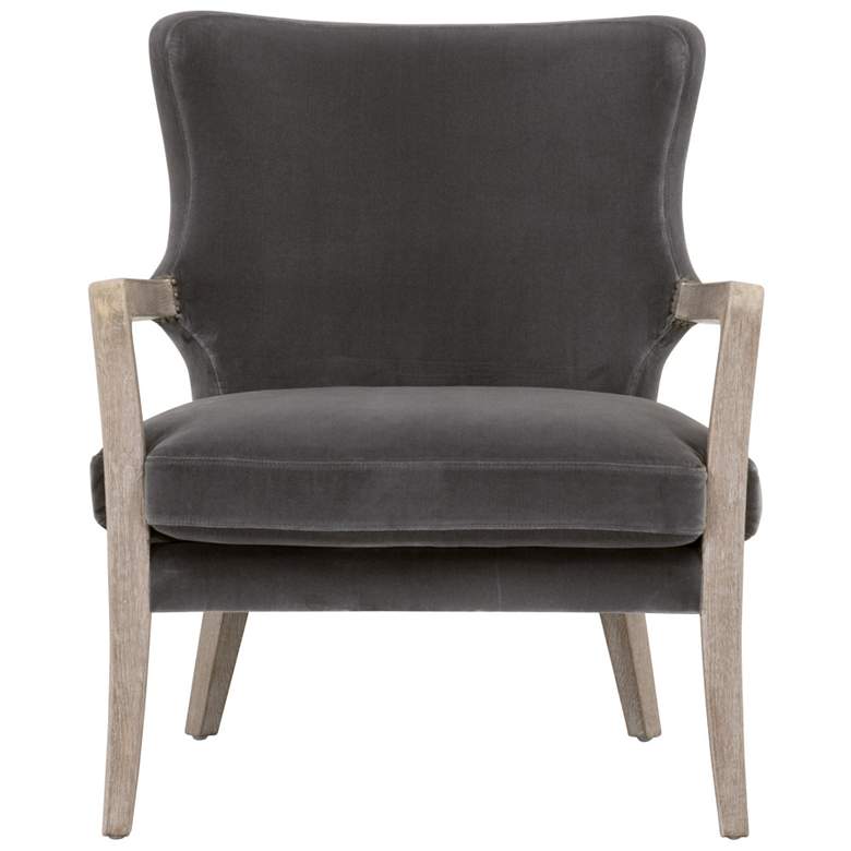 Image 1 Calvin Club Chair, Dark Dove Velvet, Natural Gray Oak