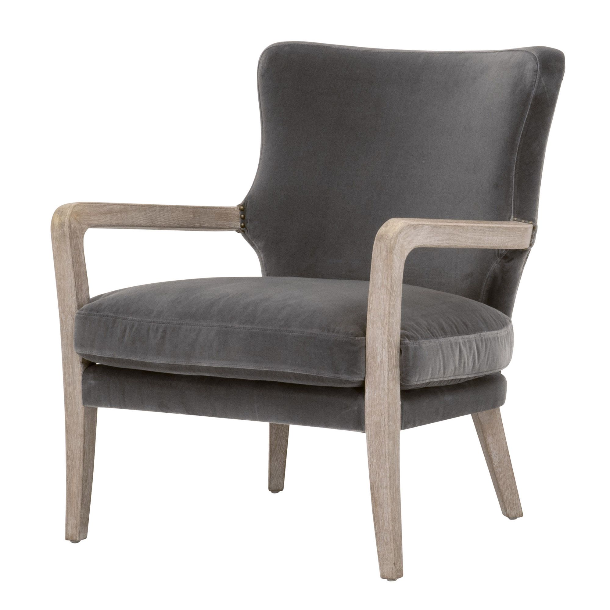 Image 2 Calvin Club Chair, Dark Dove Velvet, Natural Gray Oak more views